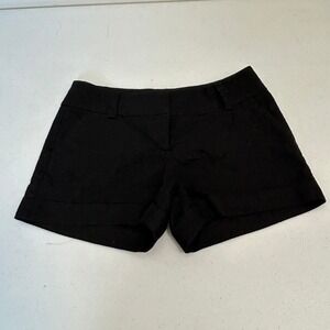 Express Midi Mid Rise Black Cuffed Shorts Womens Size 6 Solid Casual Summer